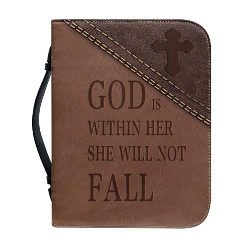 Leather God is Within Her She Will Not Fall-Bibelhülle mit Reißverschluss und Griff, große Leder-Bibeltasche, Kirche, tragbar für Frauen und Mädchen Leather God is Within Her She Will Not Fall-Bibelhülle mit Reißverschluss und Griff, große Leder-Bibeltasche, Kirche, tragbar für Frauen und Mädchen von NETILGEN