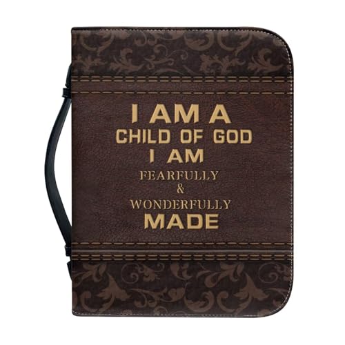 Leder-Bibelhüllen für Damen, "I AM a Child of God", Bibeltragetasche für Kirche, Schule, Reisen, tragbare Handtaschen mit Reißverschlusstasche Leder-Bibelhüllen für Damen, "I AM a Child of God", Bibeltragetasche für Kirche, Schule, Reisen, tragbare Handtaschen mit Reißverschlusstasche von NETILGEN