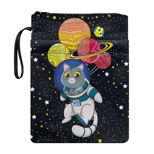 NETILGEN Astronaut Cat Planet Book Sleeve for Book Lovers Book Covers for Soft Cover Books Textbooks Protector Paperback Cover Purse Book Sox von NETILGEN