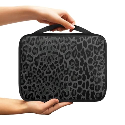 NETILGEN Bibelschutztasche Tragetasche Kirchentasche mit strapazierfähigem Griff Bibeltasche Tragetasche Büchertasche Universalgröße für Bibel in Standardgröße Schwarz Leopardenmuster von NETILGEN