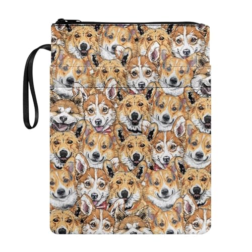 NETILGEN Funny Shiba Inu Book Sleeve Cover with Zipper, 11.4 x 8.7 inch Book Protector Cover, Washable Fabric Paperback, Notebook, Textbook Cover, NET-CZ25 von NETILGEN