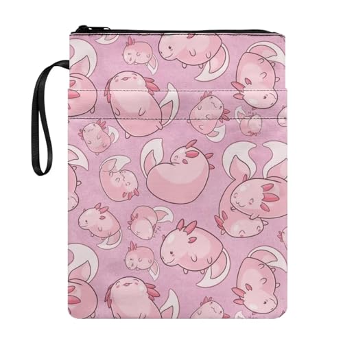 NETILGEN Pink Axolotl Print Book Covers for Hardcover Book Sox Book Sleeve with Zipper and Pocket for Book Lovers Textbooks Paperback Protector Case for Women, NET-CZ25 von NETILGEN