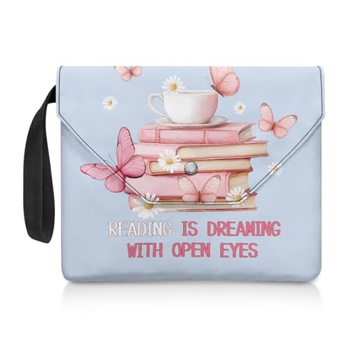 NETILGEN Reading is Dreaming with Open Eyes Buchhülle, Buchschoner mit Tragegurt und doppellagiger Buchhülle, für Frauen, Mutter, Ehefrau, Buchzubehör von NETILGEN