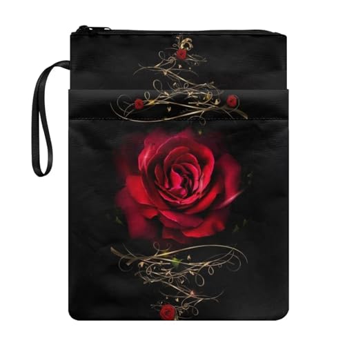 NETILGEN Red Rose Vine Book Sleeve for Book Lovers Book Cover Protector Paperback Purse Book Sox Book Storage Bag with Zipper Pocket Book Lovers Gifts von NETILGEN