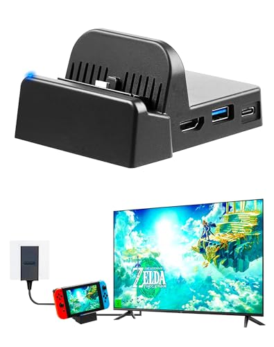 Switch Docking Station für Nintendo Switch/Switch OLED, tragbarer Switch Ladestation Switch Dock 4K HDMI TV Adapter Aufladehalterung mit USB 3.0 Port, Switch Zubehör Ständer für Nintendo Official von NETONDA