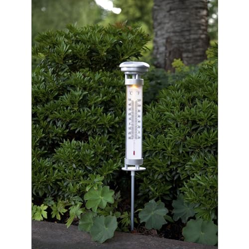 netproshop LED Solar Thermometer mit Licht mit Erdspieß, Maße ca. 9 x 57,5 cm, Outdoor von NETPROSHOP