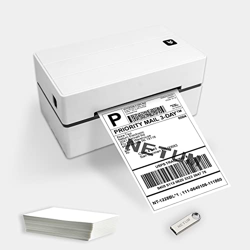 NETUM NT-LP110F Thermoetikettendrucker, mit 150 mm/s Thermodrucker, 4 × 6 Thermischer drucker Barcode-Druck möglich kompatibel mit UPS, FedEx, Amazon, Ebay usw USB für Ihren PC/Mac von NETUM