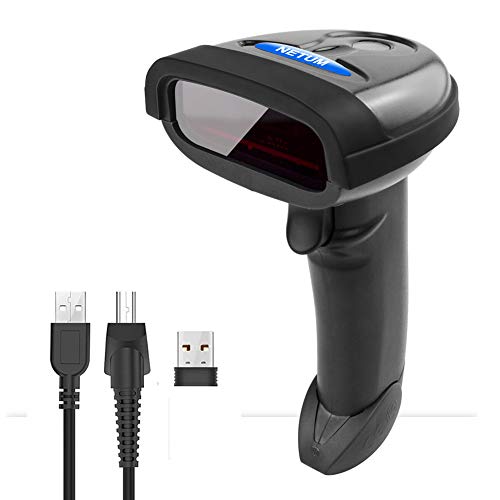 NETUM Wireless Barcode Scanner 2 in 1 2.4G Wireless & USB Wired 1D Laser Barcode Reader Handheld Barcode Reader Cordless Rechargeable für Computer MAC Laptop (NT-1698W) von NETUM