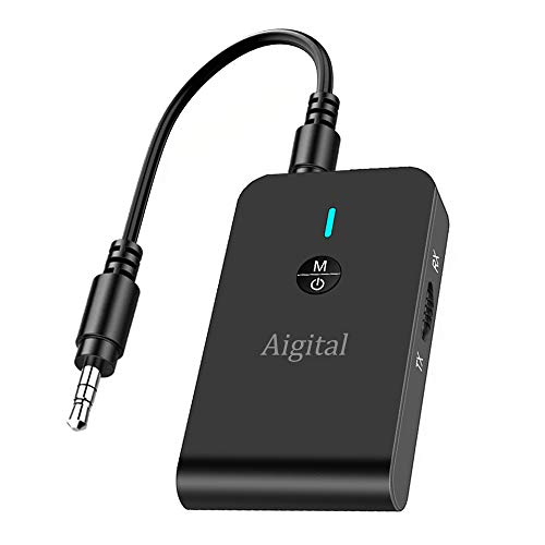 Bluetooth Transmitter Empfänger 2 in 1 Bluetooth 5.0 Sender/Receiver Wireless Audio Adapter mit 3,5mm Audio Kabel .für TV, Kopfhörer, Heim Stereoanlage und Auto Soundsysteme etc von NETVIP