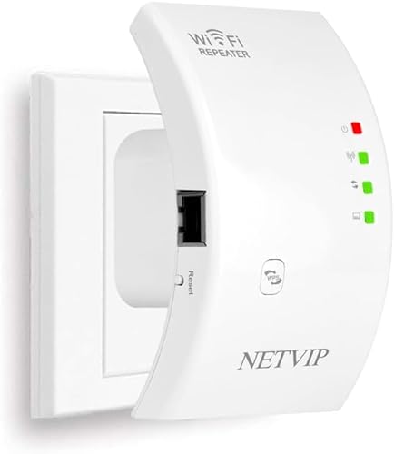 NETVIP WLAN Repeater WiFi Verstärker Range Extender 300Mbps Multifunktion Mini Signal Booster Wireless Access Point 2.4GHz mit WPS Funktion Willigt IEEE802.11n/g/b von NETVIP