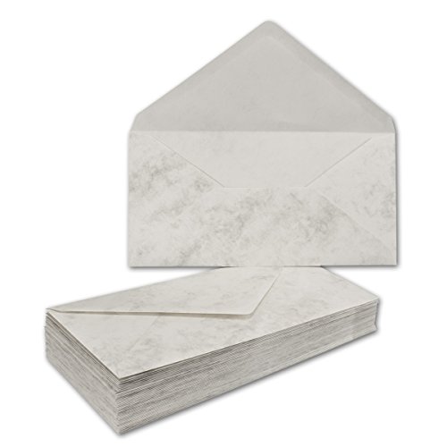 200 Stück DIN LANG Umschläge, GRAU MARMORIERT - 90 g/m² - 110 x 220 mm, Nassklebung 200 Stück DIN LANG Umschläge, GRAU MARMORIERT - 90 g/m² - 110 x 220 mm, Nassklebung von NEUSER Briefhüllen