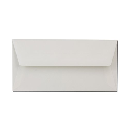 50 Stück ZANDERS GOHRSMÜHLE Feinstpapier Briefumschläge DIN Lang - breite Verschlussklappe - Seidenfutter hellgrau - Grammatur: 80 g/m² Nassklebung von NEUSER Briefhüllen