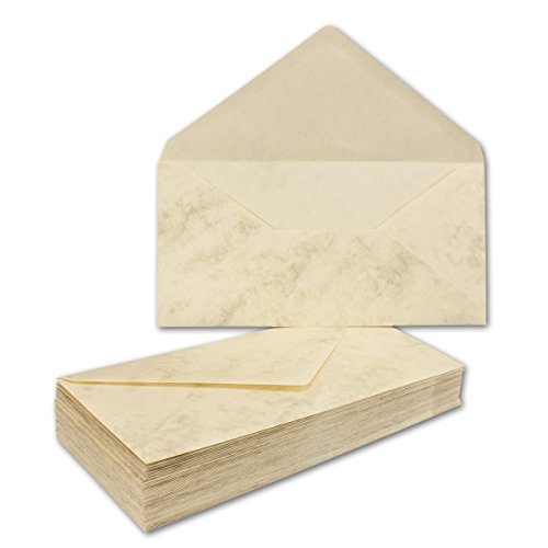 75 Stück DIN LANG Umschläge, Braun MARMORIERT - 90 g/m² - 110 x 220 mm, Nassklebung von NEUSER Briefhüllen