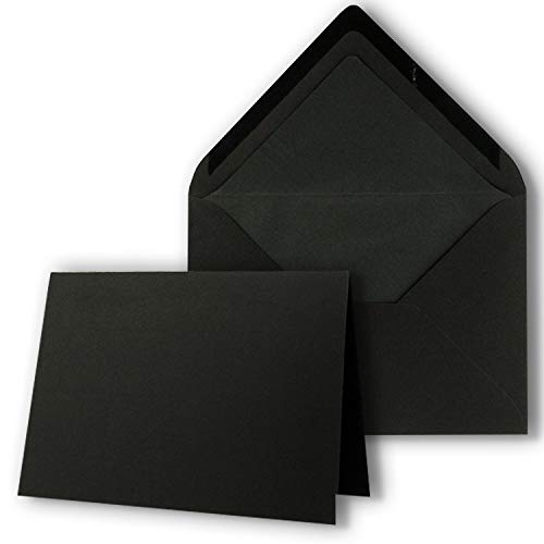 10 Sets - großes Kartenpaket mit 10 Faltkarten & 10 Umschlägen - 10,5 x 14,8 cm - DIN A6/C6 - Schwarz - Gerippt - NEUSER PAPIER von NEUSER PAPIER