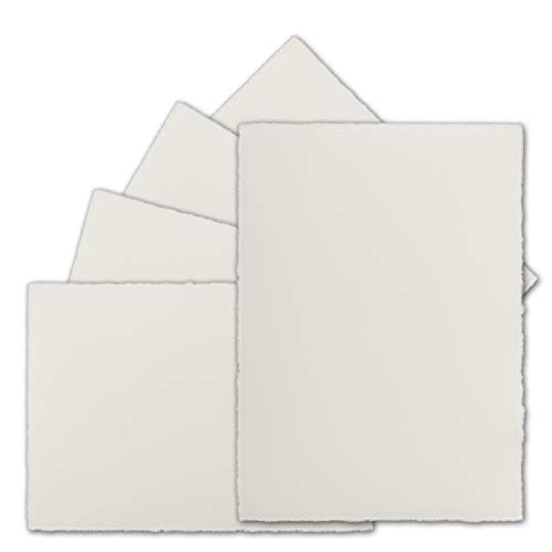 10 Stück ca. B6 Vintage Karten, echtes Bütten-Papier, 113 x 175 mm, Natur-Weiß halbmatt - ohne Falz - Vellum Oberfläche - Original Zerkall-Bütten von NEUSER PAPIER