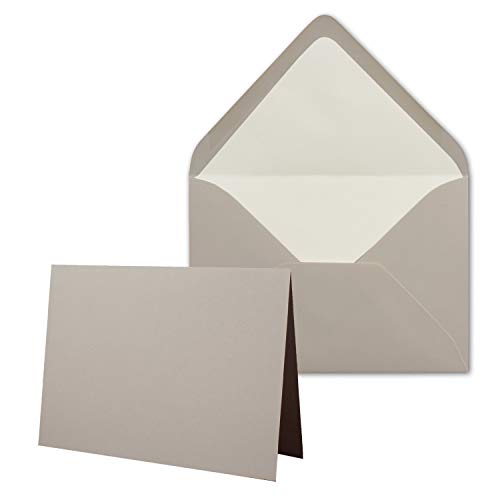 10 x Kartenpaket mit gefütterten Brief-Umschlägen - gerippt - DIN A6/C6 - Taupe - 10,5 x 14,8 cm - Nassklebung - NEUSER PAPIER von NEUSER PAPIER