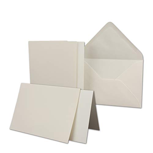 10 x Kartenpaket mit gefütterten Brief-Umschlägen und Einleger - gerippt - DIN A6/C6 - Naturweiß - 10,5 x 14,8 cm - Nassklebung - NEUSER PAPIER von NEUSER PAPIER