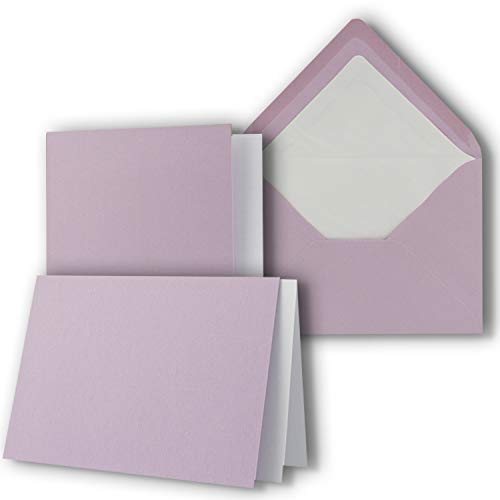 10 x Kartenpaket mit gefütterten Brief-Umschlägen und Einleger - gerippt - DIN A6/C6 - Orchidee - 10,5 x 14,8 cm - Nassklebung - NEUSER PAPIER von NEUSER PAPIER