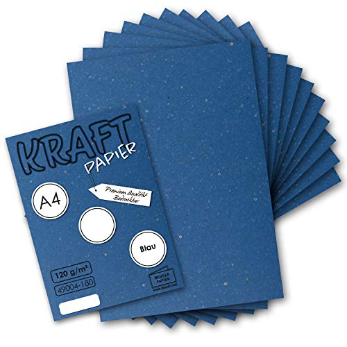 100 Blatt Vintage Kraftpapier in Blau DIN A4 120g Blaues Recycling-Papier, komplett ökologischer Brief-Bogen - Briefpapier - UmWelt by GUSTAV NEUSER von NEUSER PAPIER