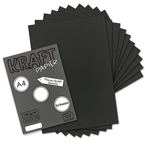 100 Blatt Vintage Kraftpapier in Schwarz DIN A4 120g schwarzes Recycling-Papier, komplett ökologischer Brief-Bogen - Briefpapier UmWelt by GUSTAV NEUSER von NEUSER PAPIER