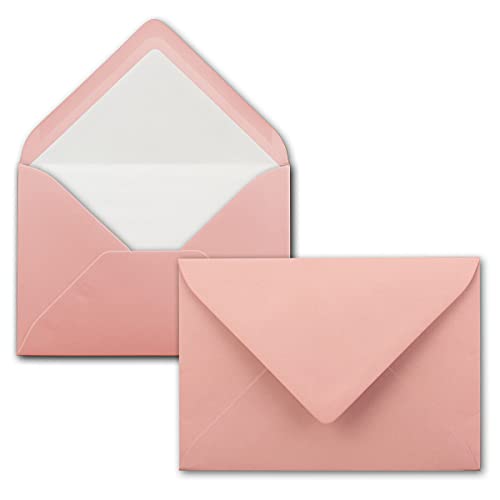 100 Briefumschläge Altrosa (Rosa) - DIN C6 - gefüttert mit weißem Seidenpapier - 100 g/m² - 11,4 x 16,2 cm - Nassklebung - NEUSER PAPIER von NEUSER PAPIER