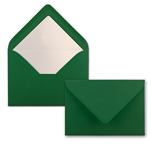 100 Briefumschläge Dunkel-Grün - DIN C6 - gefüttert mit weißem Seidenpapier - 90 g/m² - 11,4 x 16,2 cm - Nassklebung - NEUSER PAPIER von NEUSER PAPIER
