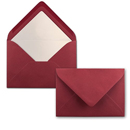 100 Briefumschläge Dunkel-Rot - DIN C6 - gefüttert mit weißem Seidenpapier - 90 g/m² - 11,4 x 16,2 cm - Nassklebung - NEUSER PAPIER von NEUSER PAPIER