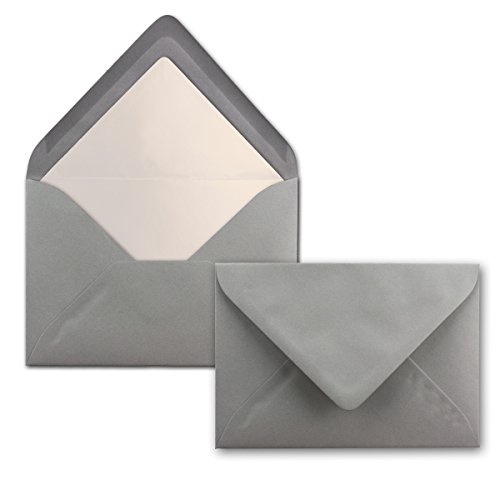 100 Briefumschläge Graphit-Grau - DIN C6 - gefüttert mit weißem Seidenpapier - 90 g/m² - 11,4 x 16,2 cm - Nassklebung - NEUSER PAPIER von NEUSER PAPIER