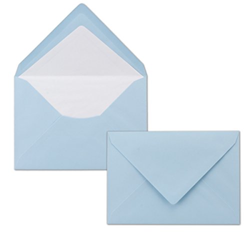 100 Briefumschläge Hellblau - DIN C6 - gefüttert mit weißem Seidenpapier - 80 g/m² - 11,4 x 16,2 cm - Nassklebung - NEUSER PAPIER von NEUSER PAPIER