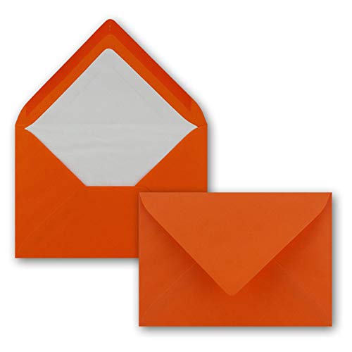 100 Briefumschläge Orange - DIN C6 - gefüttert mit weißem Seidenpapier - 80 g/m² - 11,4 x 16,2 cm - Nassklebung - NEUSER PAPIER von NEUSER PAPIER