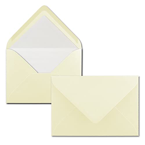 100 Briefumschläge Vanille (Creme) - DIN C6 - gefüttert mit weißem Seidenpapier - 100 g/m² - 11,4 x 16,2 cm - Nassklebung - NEUSER PAPIER von NEUSER PAPIER