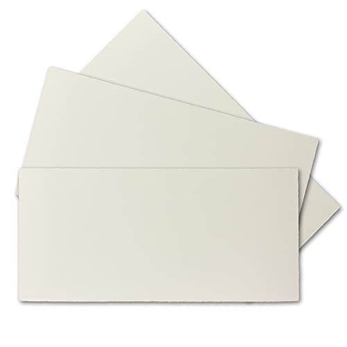 100 Stück DIN Lang Vintage Karten, Bütten-Papier, 100 x 210 mm, Natur-Weiß halbmatt - ohne Falz - Vellum Oberfläche - Karten aus Büttenpapier von NEUSER PAPIER