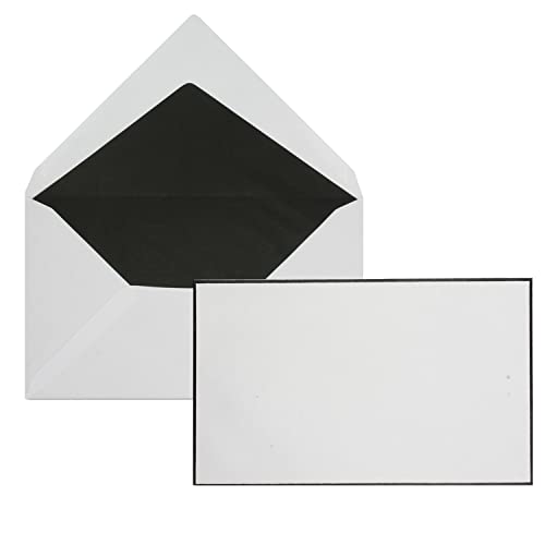 100 Stück Trauerumschläge in Weiß mit handgeränderten schwarzem Rand - Mit schwarzem Seidenfutter - Größe: 12 x 20 cm von NEUSER PAPIER