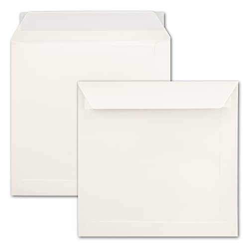 100 große quadratische Briefumschläge 22 x 22 cm - Creme - 120 Gramm pro m² - Für ganz besondere Anlässe - Haftklebung von NEUSER PAPIER