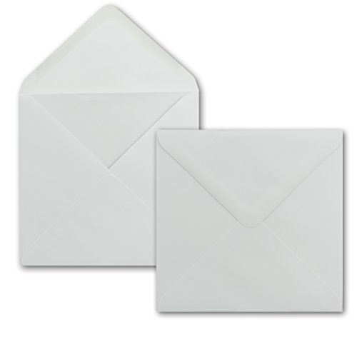 100 x Briefumschlag Quadratisch 15 x 15 cm in Weiß - 100g/m²- Nassklebung mit spitzer Verschlussklappe - Für ganz besondere Anlässe von NEUSER PAPIER