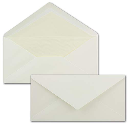 100 x DIN Lang Briefumschläge - Creme mit cremefarbenem Seidenfutter - 11 x 22 cm - 80 g/m² - ideal für Einladungen, Weihnachtskarten, Glückwunschkarten aus der Serie Farbenfroh 100 x DIN Lang Briefumschläge - Creme mit cremefarbenem Seidenfutter - 11 x 22 cm - 80 g/m² - ideal für Einladungen, Weihnachtskarten, Glückwunschkarten aus der Serie Farbenfroh von NEUSER PAPIER