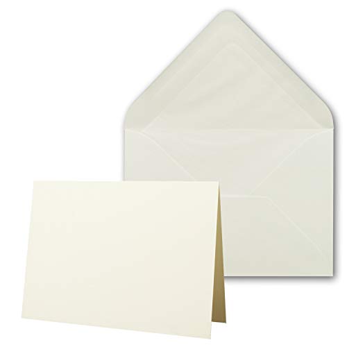 100 x Kartenpaket mit gefütterten Brief-Umschlägen - gerippt - DIN A6/C6 - Naturweiß - 10,5 x 14,8 cm - Nassklebung - NEUSER PAPIER von NEUSER PAPIER