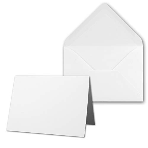 100 x Kartenpaket mit gefütterten Brief-Umschlägen - gerippt - DIN A6/C6 - Weiss - 10,5 x 14,8 cm - Nassklebung - NEUSER PAPIER von NEUSER PAPIER