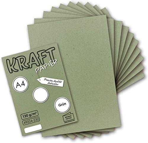 1000 Blatt Vintage Kraftpapier in Grün DIN A4 120g grünes Recycling-Papier, komplett ökologischer Brief-Bogen - Briefpapier UmWelt by GUSTAV NEUSER von NEUSER PAPIER