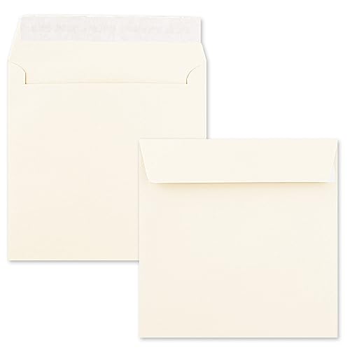 1000 quadratische Briefumschläge Farbe: Creme - 15,5 x 15,5 cm (155 x 155 mm) - Haftklebung mit gerader Klappe - 120 Gramm/m²- Marke: NEUSER PAPIER von NEUSER PAPIER