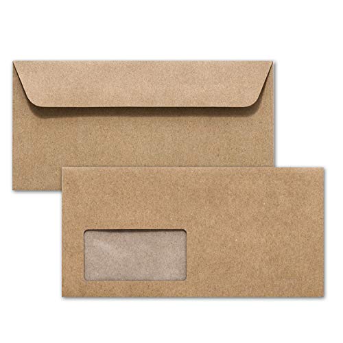 1000 x Kraftpapier Umschläge DIN Lang - mit BIO Fenster kompostierbar - Haftklebung 11,4 x 22,9 cm - Briefumschläge aus Recycling Papier - von NEUSER PAPIER 1000 x Kraftpapier Umschläge DIN Lang - mit BIO Fenster kompostierbar - Haftklebung 11,4 x 22,9 cm - Briefumschläge aus Recycling Papier - von NEUSER PAPIER von NEUSER PAPIER
