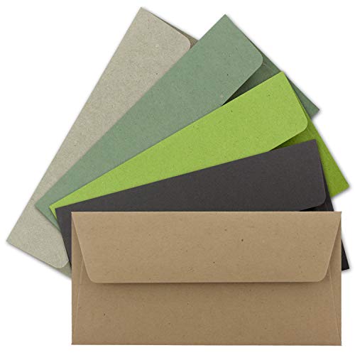 1000x Brief-Umschläge Farbenmix-Paket DIN Lang - 110 x 220 mm (11 x 22 cm) - Vintage Kraftpapier Natur-Papier Kuverts - Ideal für Einladungs-Karten von NEUSER PAPIER