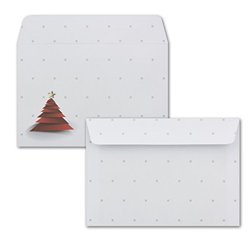 1000x Briefumschläge DIN C6 in Weiß mit rotem Design Weihnachtsbaum - Haftklebung mit Abziehstreifen - 114 x 162 mm - 80 g/m² - Weihnachtsumschläge mit Motiv für Firmen und Privat 1000x Briefumschläge DIN C6 in Weiß mit rotem Design Weihnachtsbaum - Haftklebung mit Abziehstreifen - 114 x 162 mm - 80 g/m² - Weihnachtsumschläge mit Motiv für Firmen und Privat von NEUSER PAPIER