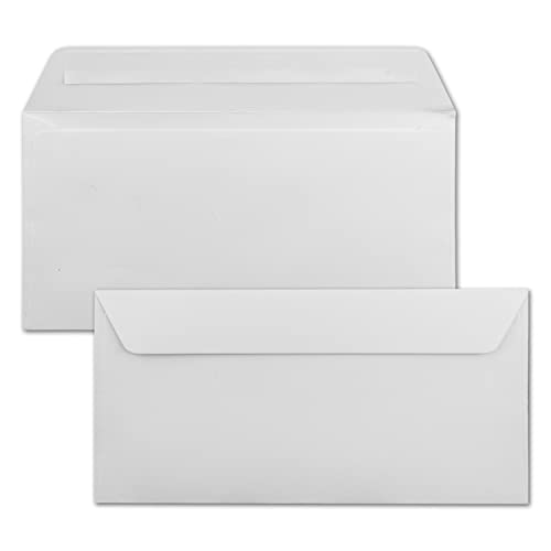 1000x Briefumschläge DIN Lang - 11 x 22 cm - Haftklebung - Farbe: Weiß - 100 Gramm pro m² - ohne Fenster von NEUSER PAPIER