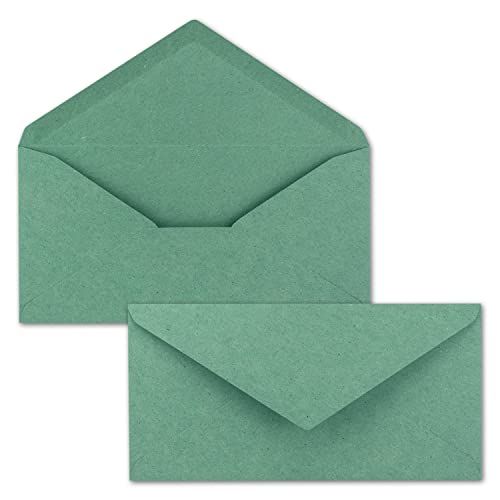1000x Kraftpapier-Umschläge DIN Lang - Eukalyptus-Grün - Nassklebung 11 x 22 cm - Brief-Umschläge aus Recycling-Papier - Vintage Kuverts von NEUSER PAPIER von NEUSER PAPIER