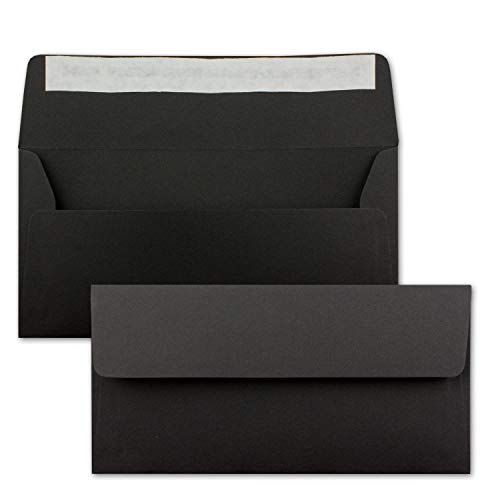 1000x Kraftpapier Umschläge DIN Lang - Schwarz ÖKO - Haftklebung 11 x 22 cm - 120 g/m² breite Lasche - Vintage Kuverts - von NEUSER PAPIER von NEUSER PAPIER