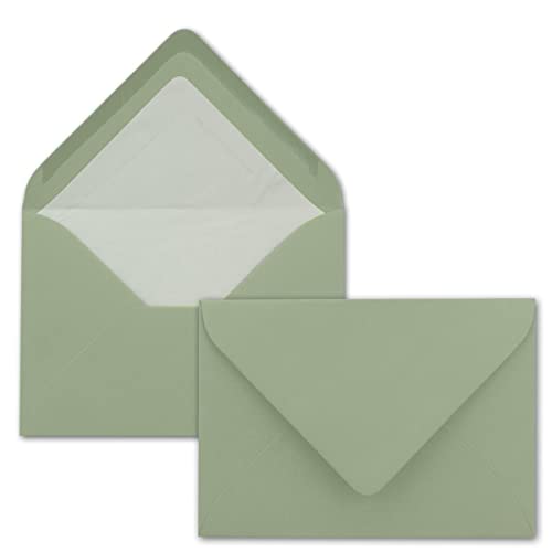 1000x Kuverts in Eukalyptus-Grün - Brief-Umschläge in DIN B6-12,5 x 17,6 cm geripptes Papier - weißes Seidenfutter für Weihnachten & festliche Anlässe von NEUSER PAPIER