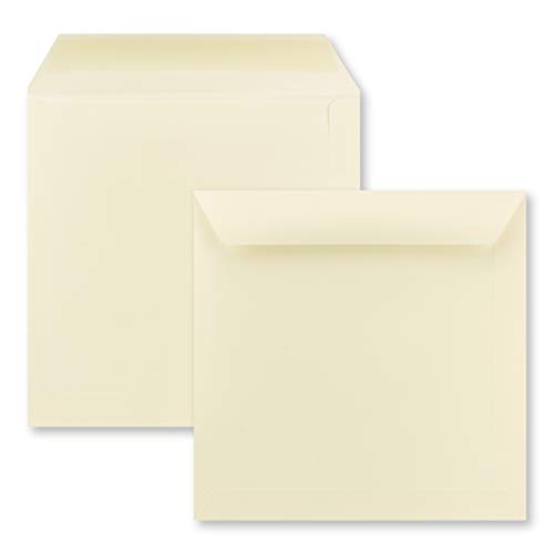 1000x große quadratische Briefumschläge 22 x 22 cm - Creme - 100 Gramm pro m² - Für ganz besondere Anlässe - Nassklebung von NEUSER PAPIER