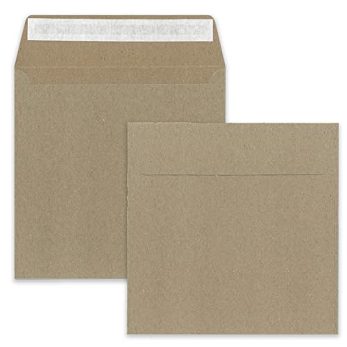 100x Brief-Umschläge, Recycling - Naturfarbe braun - Quadratisch 160 x 160 mm - 140 gr - nachhaltige Kuverts von NEUSER PAPIER