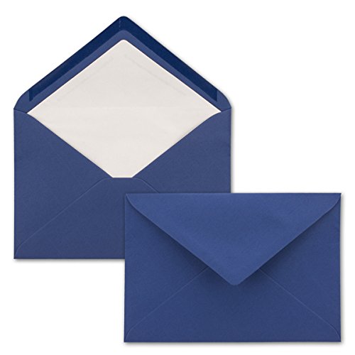 100x Brief-Umschläge C5 - Dunkel-Blau - gefüttert mit weißem Seidenpapier - 110 g/m² - 22,9 x 15,5 cm - Nassklebung von NEUSER PAPIER